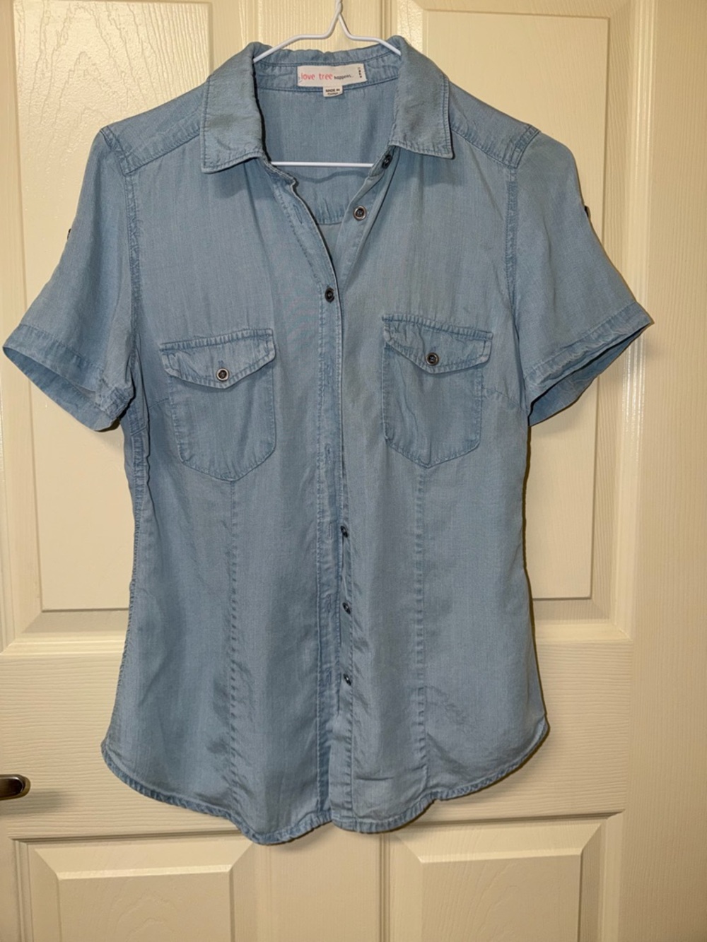 Love Tree Light Wash Chambray Button-Up Shirt